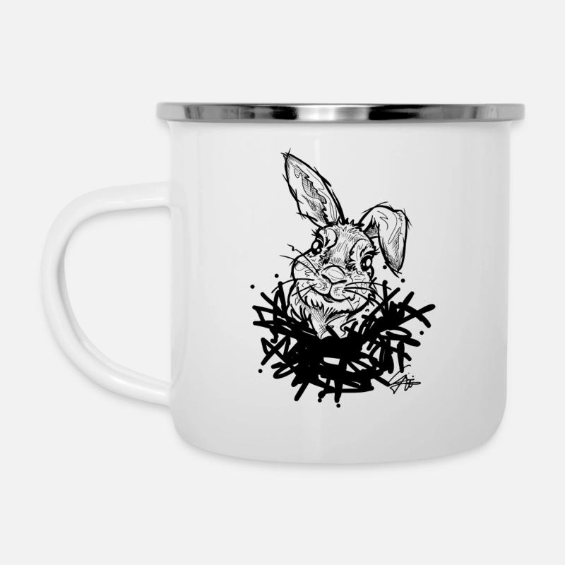Lapin dans le nid - Tasse émaillée - blanc