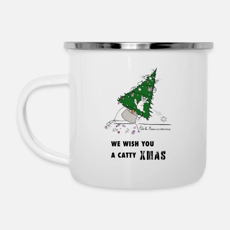 Les chats et Noël! - Tasse émaillée - blanc