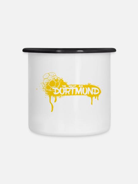 Dortmund Ruhrpott Ball - Emaille-Tasse - Weiß/Schwarz