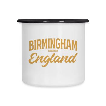Écriture vintage de Birmingham, Angleterre - Tasse émaillée - blanc/noir - Devant