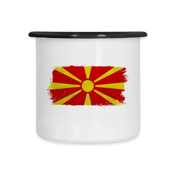 Macedonian sun on red - Camper Mug - white/black - Front