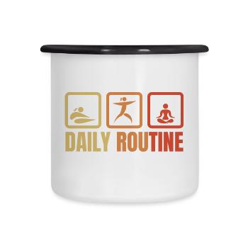 Tägliche Yoga Routine - Emaille-Tasse - Weiß/Schwarz - Vorne