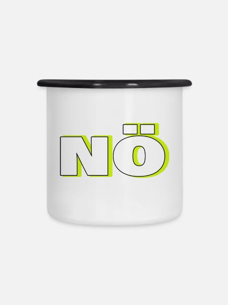 NÖ - Emaille-Tasse - Weiß/Schwarz