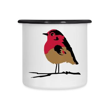 A robin on branch - Camper Mug - white/black - Front