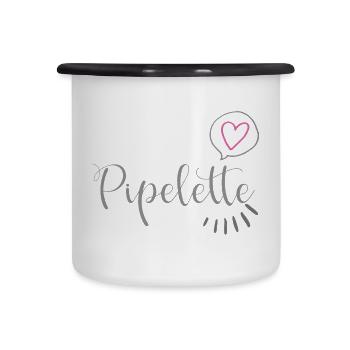 Pipelette Coeur Chic - Tasse émaillée - blanc/noir - Devant