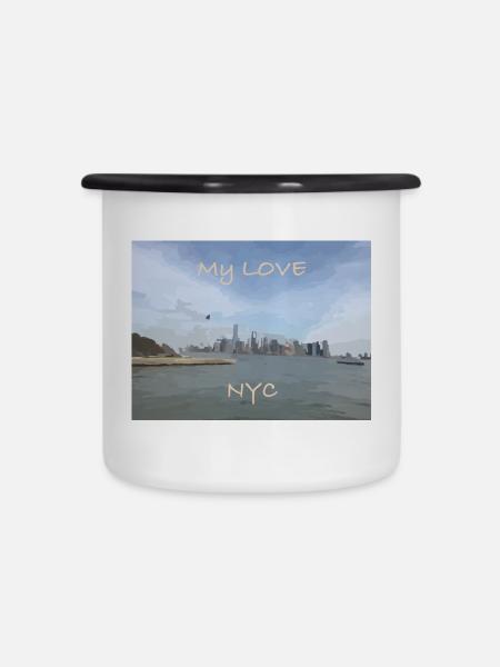 My Love NYC - Emaille-Tasse - Weiß/Schwarz