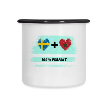 Maroc et Suède 100% Parfait / Cadeau - Tasse émaillée - blanc/noir - Devant