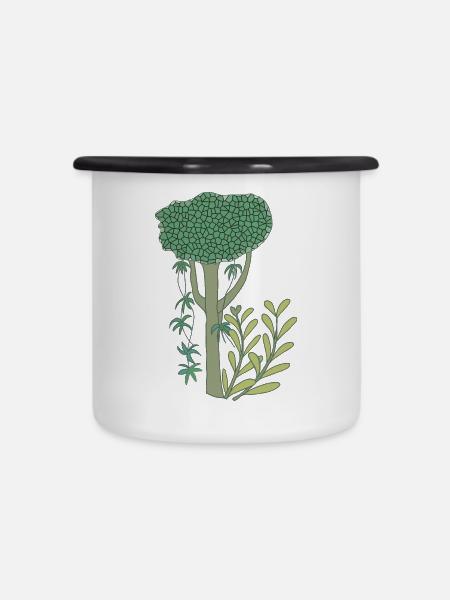 Dschungel - Emaille-Tasse - Weiß/Schwarz