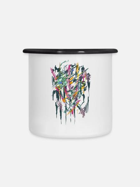Kunst - Emaille-Tasse - Weiß/Schwarz