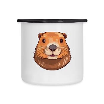 Und täglich grüßt das Murmeltier bunte Aquarell-Karikatur Kawaii Haustier - Emaille-Tasse - Weiß/Schwarz - Vorne