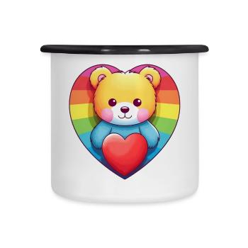 Liebe ist eine Bärennotwendigkeit - Emaille-Tasse - Weiß/Schwarz - Vorne