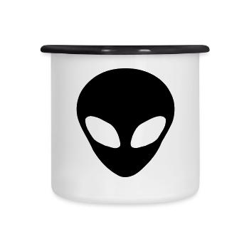 Alien Kopf - Emaille-Tasse - Weiß/Schwarz - Vorne