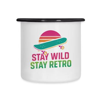 Stay Wild Retro Skate - Emaille-Tasse - Weiß/Schwarz - Vorne