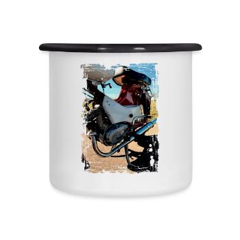 Star - Emaille-Tasse - Weiß/Schwarz - Vorne