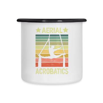 Acrobaties aériennes en tissu vertical - Tasse émaillée - blanc/noir - Devant