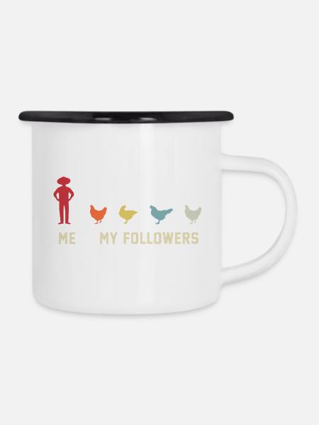 ich meine follower Hühner  - Emaille-Tasse - Weiß/Schwarz