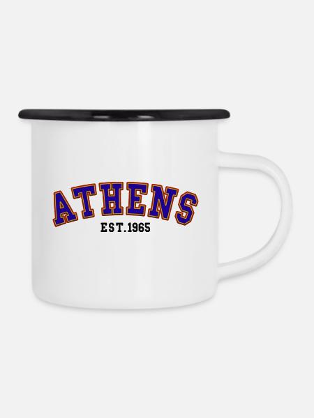 Athen Est.1965 - Emaille-Tasse - Weiß/Schwarz