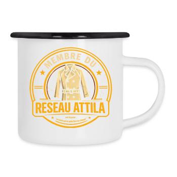 Membre du réseau Attila - humour film culte - Tasse émaillée - blanc/noir - Droite