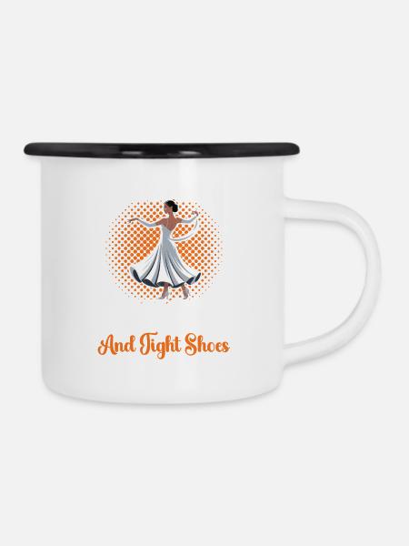 Tango Tanzschuhe Ballroom Tanzschule - Emaille-Tasse - Weiß/Schwarz