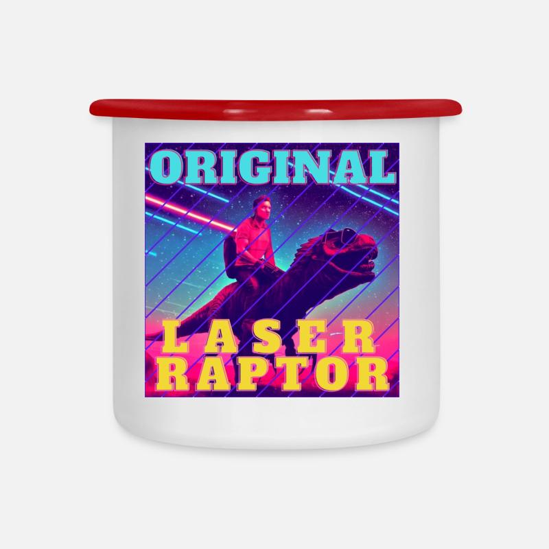 Laser Raptor - Emaille-Tasse - Weiß/Rot