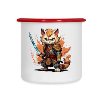 Samurai Cat - Anime Warrior Cat - Camper Mug - white/red - Front