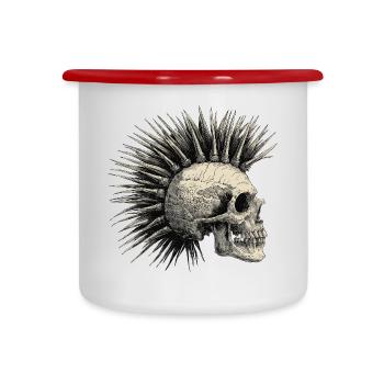 Horror Punk Zombie Mohawk - Emaille-Tasse - Weiß/Rot - Vorne
