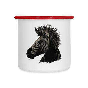 Zebra Punk - Emaille-Tasse - Weiß/Rot - Vorne