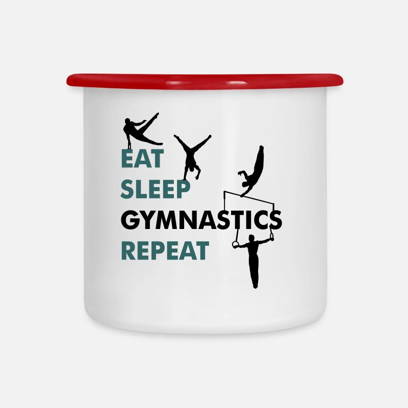 Eat, Sleep, Gymnastics, Repeat - Men's Gymnastics - Camper Mug - white/red