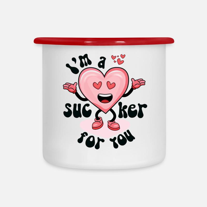 Sucker für Sie - Emaille-Tasse - Weiß/Rot