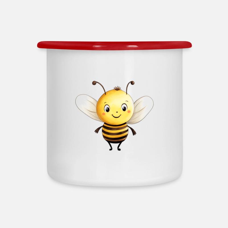 Biene Bienenklasse Design - Emaille-Tasse - Weiß/Rot