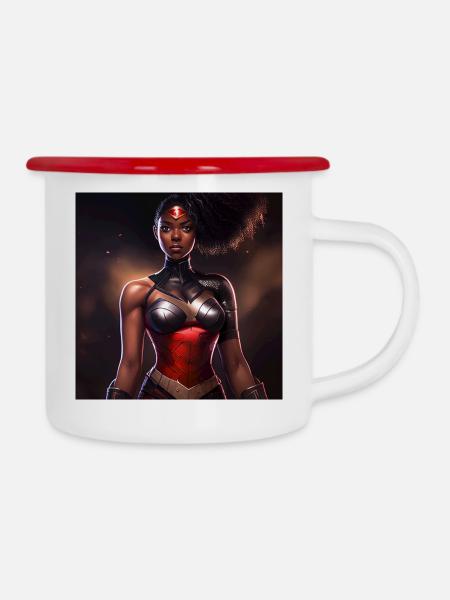 Superheldin 2.0 - Emaille-Tasse - Weiß/Rot