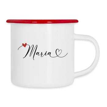 Maria Surname First name Calligraphy Heart - Camper Mug - white/red - Right