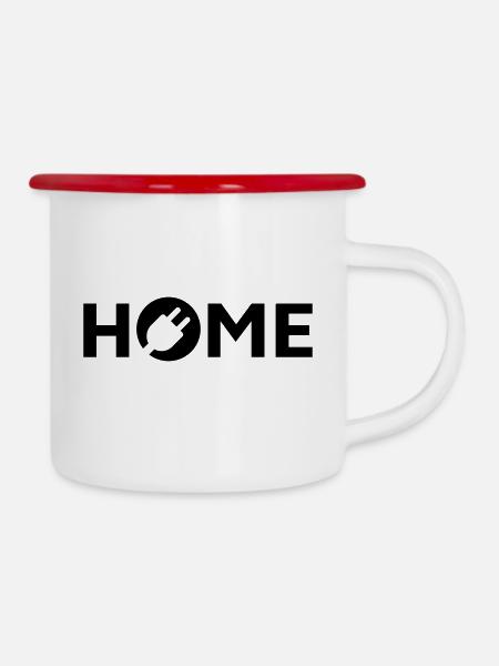 Elektriker, Elektriker Home - Emaille-Tasse - Weiß/Rot