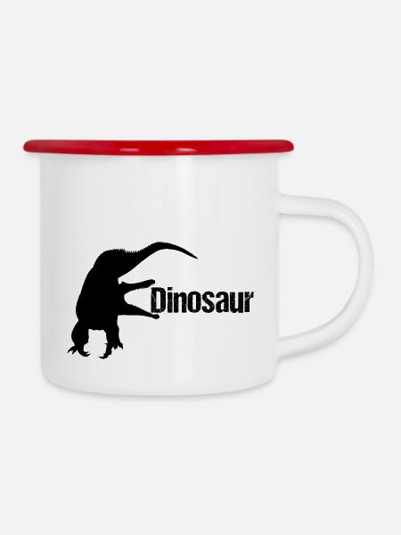 Dinosaur Lizard - Dino - Camper Mug - white/red