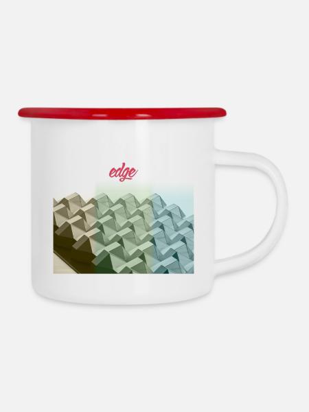 edge - Emaille-Tasse - Weiß/Rot