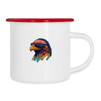 Majestic Soar: Retro Eagle T-Shirt - Camper Mug - white/red - Right