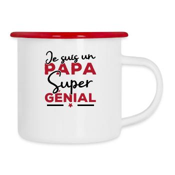 Je suis un papa super génial - Tasse émaillée - blanc/rouge - Droite