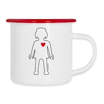 Playmobil Figure Avec Coeur - Tasse émaillée - blanc/rouge - Droite