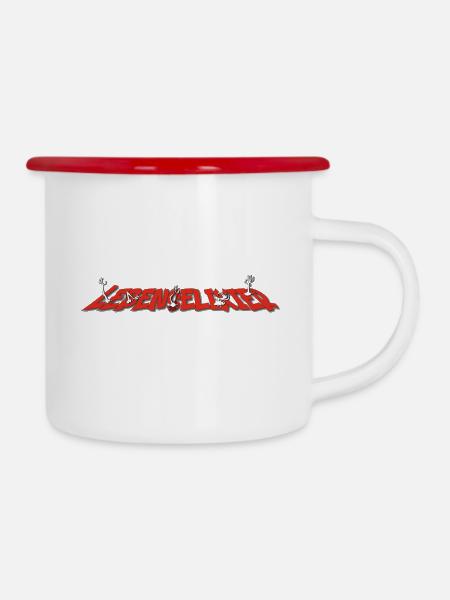 Lebenselixier - Emaille-Tasse - Weiß/Rot