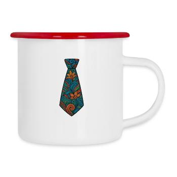 Krawatte - Emaille-Tasse - Weiß/Rot - Rechts
