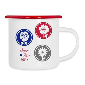 Verzeih mir bitte ! Entschuldigung - Emaille-Tasse - Weiß/Rot - Rechts