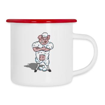 Egg-laying woolly milk pig - Camper Mug - white/red - Right