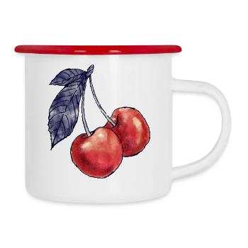 Pick these Cherries - Emaille-Tasse - Weiß/Rot - Rechts
