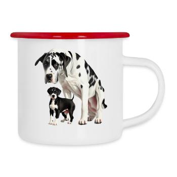 Dogge - Great Dane - Emaille-Tasse - Weiß/Rot - Rechts