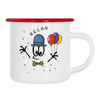 Helau Karneval Comic - Emaille-Tasse - Weiß/Rot - Rechts