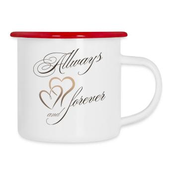 Toujours et pour toujours - Ligne pure - Tasse émaillée - blanc/rouge - Droite