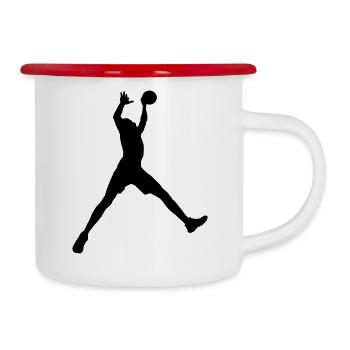 Basketball - Emaille-Tasse - Weiß/Rot - Rechts