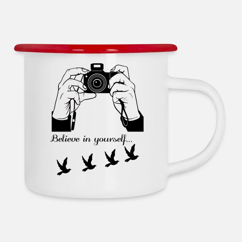 Photographe passionné - Tasse émaillée - blanc/rouge
