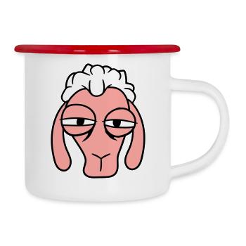 Sheep Skeptical Critical Look Face Head Cool - Camper Mug - white/red - Right