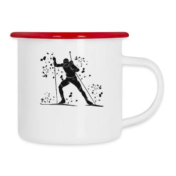 Biathlète Biathlon combiné nordique - Tasse émaillée - blanc/rouge - Droite